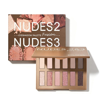 Nude Eyeshadow Palette, 12 Colors Matte & Shimmer, 2 Pack