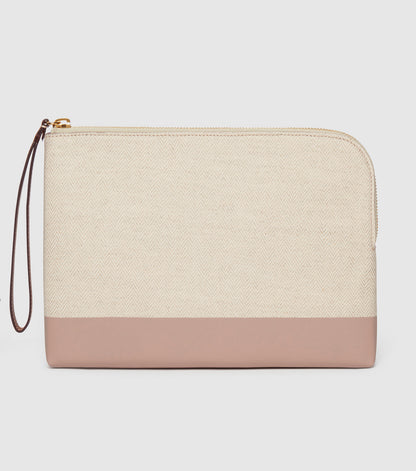 The Makeup Pouch - Herringbone and Mauve