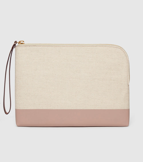 The Makeup Pouch - Herringbone and Mauve