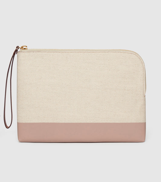The Makeup Pouch - Herringbone and Mauve